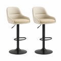 Set di 2 sgabelli da bar regolabili in altezza con rivestimento in PU beige e base in acciaio nero 52 x 49 x 88-108 cm