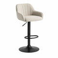 Sgabello da bar regolabile girevole in poliestere beige con schienale curvo e base in acciaio 54 x 52 x 92-114 cm