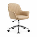 Sedia da ufficio girevole con braccioli regolabile in altezza rivestimento in PU beige 62 x 64 x 88-98 cm