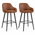 Set di 2 sgabelli da bar con schienale in similpelle PU marrone 51 x 52 x 98 cm