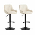 Set di 2 sgabelli da bar girevoli regolabili in altezza con schienale e braccioli in PU crema 52 x 50 x 88-108 cm