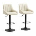 Set di 2 sgabelli da bar girevoli regolabili in altezza con schienale in similpelle PU crema 52 x 50 x 92-113 cm