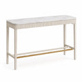 Tavolo da bar rettangolare 120 x 40 x 105 cm in MDF effetto marmo bianco e acciaio bianco oro