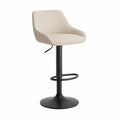 Sgabello da bar regolabile con schienale avvolgente in PU crema e acciaio nero 53 x 52 x 88-108 cm
